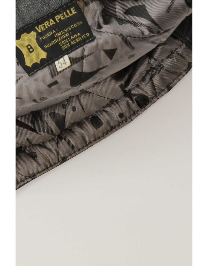 Giacca in pelle militare vintage da uomo IT 54 2XL Grigia