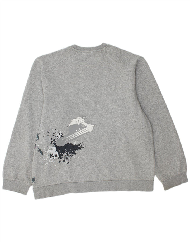 Felpa grafica da uomo ADIDAS, maglione grande, cotone grigio
