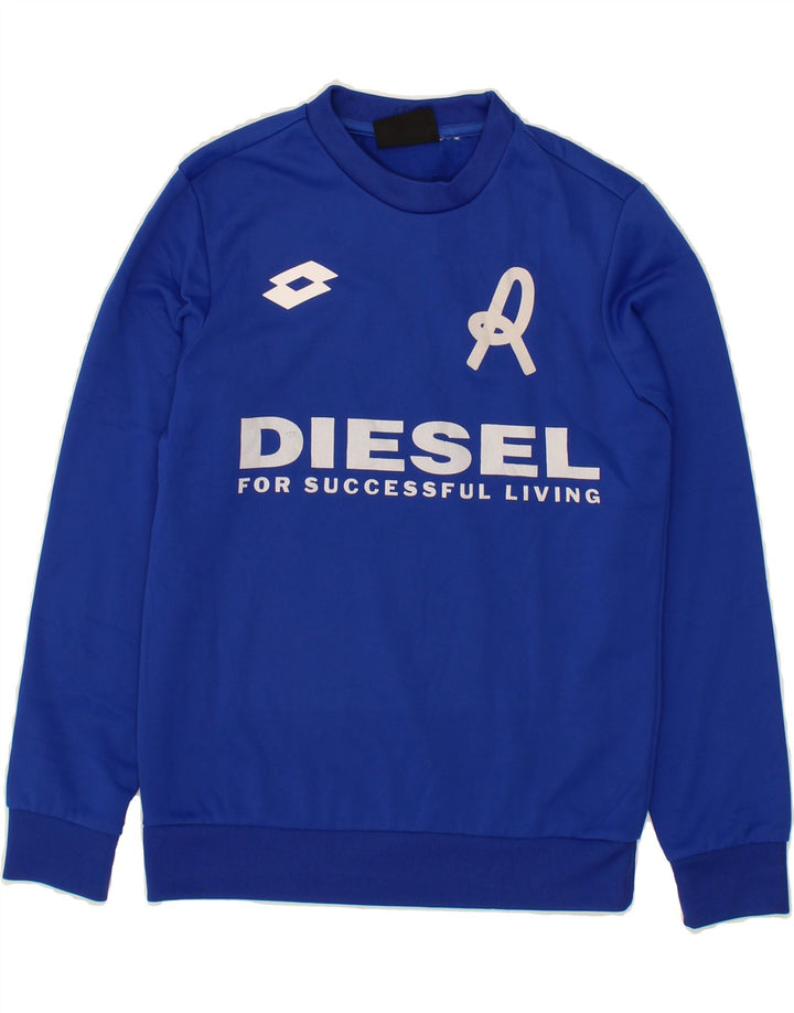LOTTO Boys Graphic Sweatshirt Jumper 10-11 Years Medium  Blue Polyester Vintage Lotto and Second-Hand Lotto from Messina Hembry 