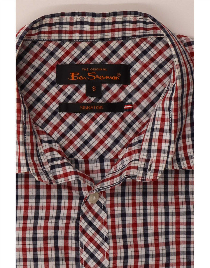 Camicia a maniche corte firmata da uomo Ben Sherman piccolo motivo a quadri multicolore