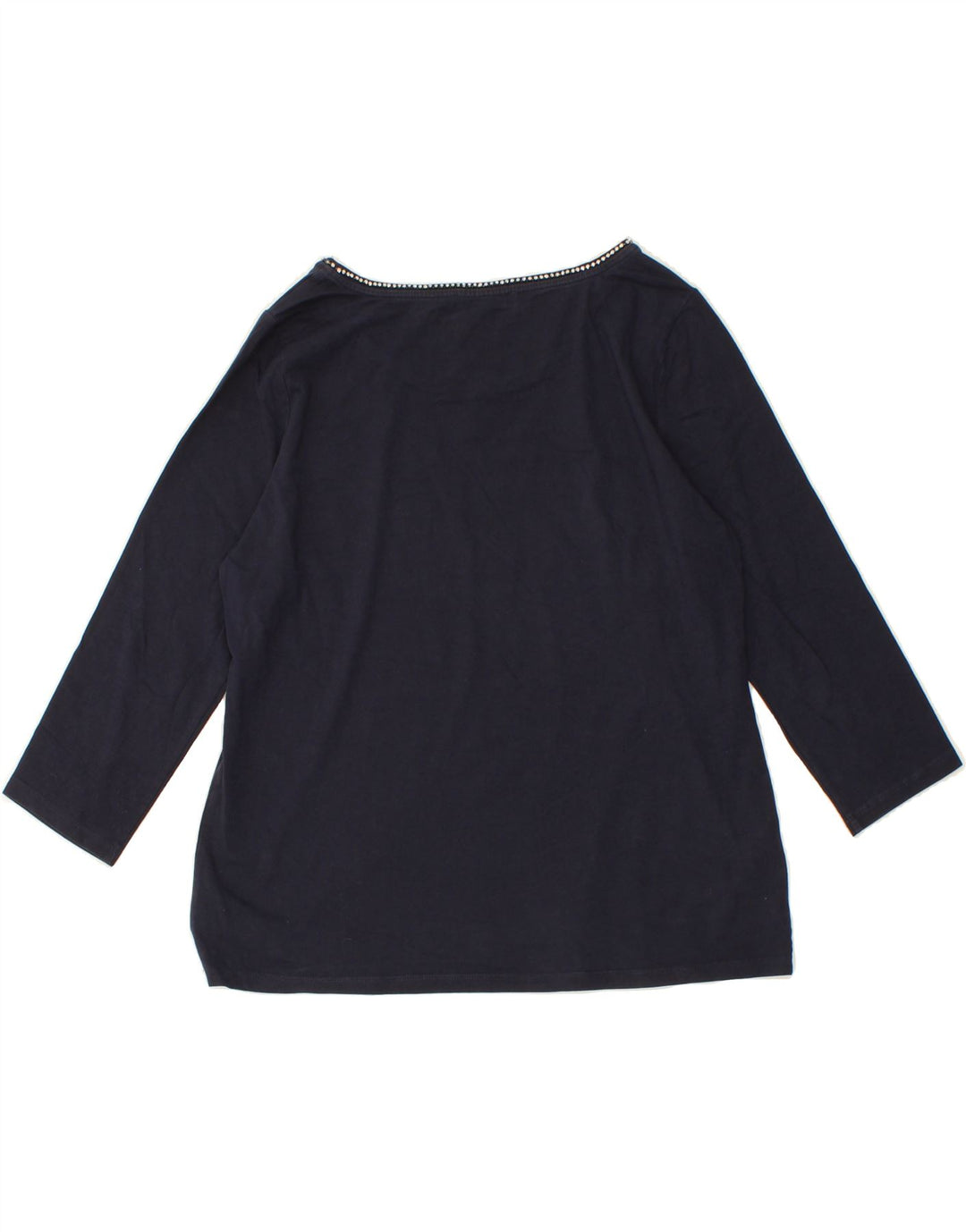 LAURA ASHLEY Womens Top 3/4 Sleeve UK 12 Medium Navy Blue Cotton Vintage Laura Ashley and Second-Hand Laura Ashley from Messina Hembry 
