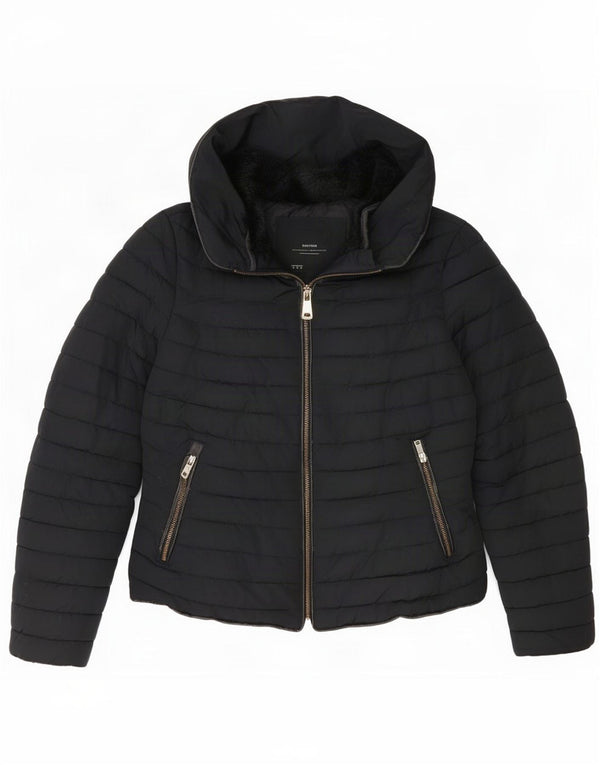Giacca imbottita con cappuccio corta da donna Zara UK 10 piccola nera
