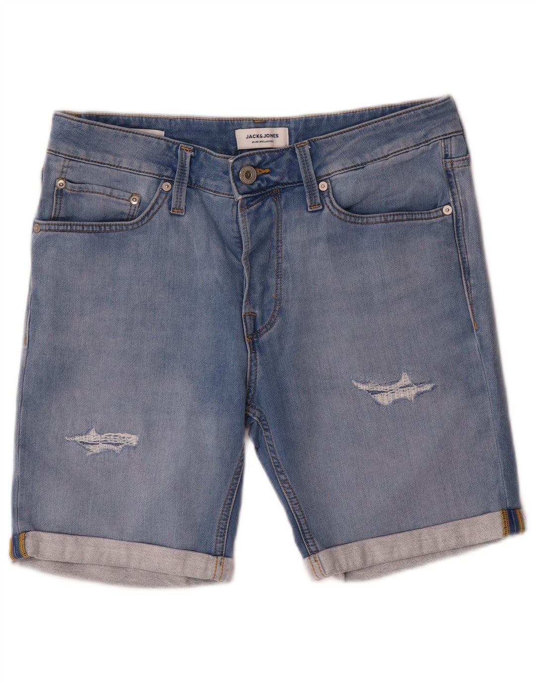 Pantaloncini di jeans invecchiati da uomo Jack & Jones medi W32 cotone blu