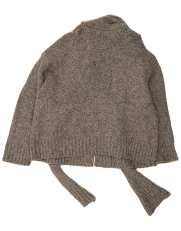 Maglione cardigan oversize con cravatta frontale da donna Zara UK 16 grande nylon grigio