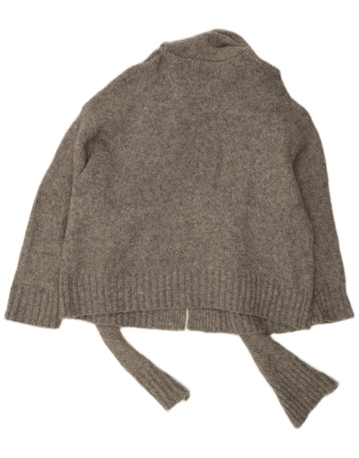 Maglione cardigan oversize con cravatta frontale da donna Zara UK 16 grande nylon grigio