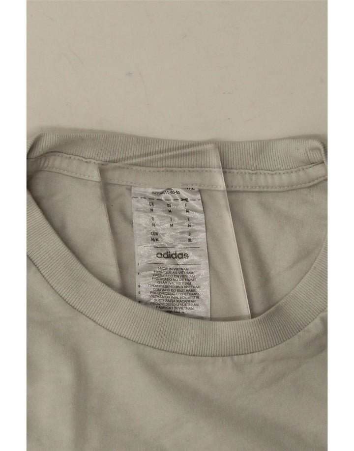 ADIDAS Mens Graphic T-Shirt Top Medium Off White Cotton