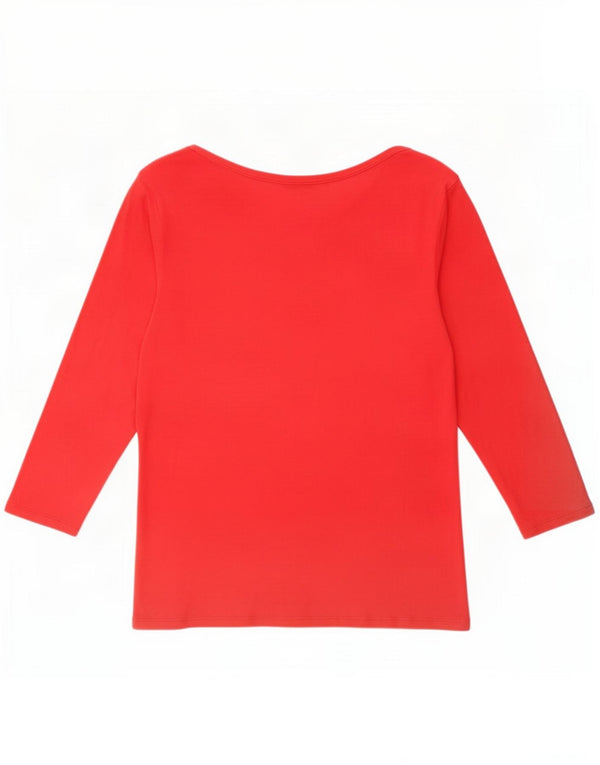 Top da donna Benetton manica 3/4 UK 18 XL rosso cotone