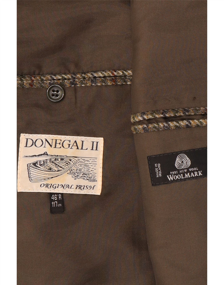 DONEGAL Giacca blazer da uomo a 2 bottoni UK 40 grande pied de poule marrone
