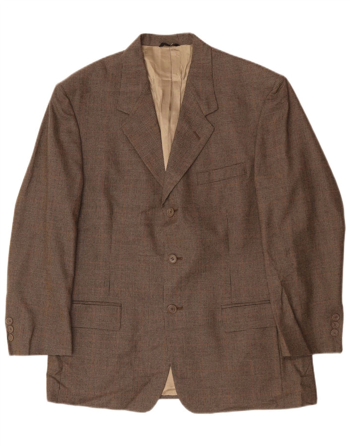 PIERRE CARDIN Giacca blazer a 3 bottoni da uomo UK 40 grande pied de poule grigio