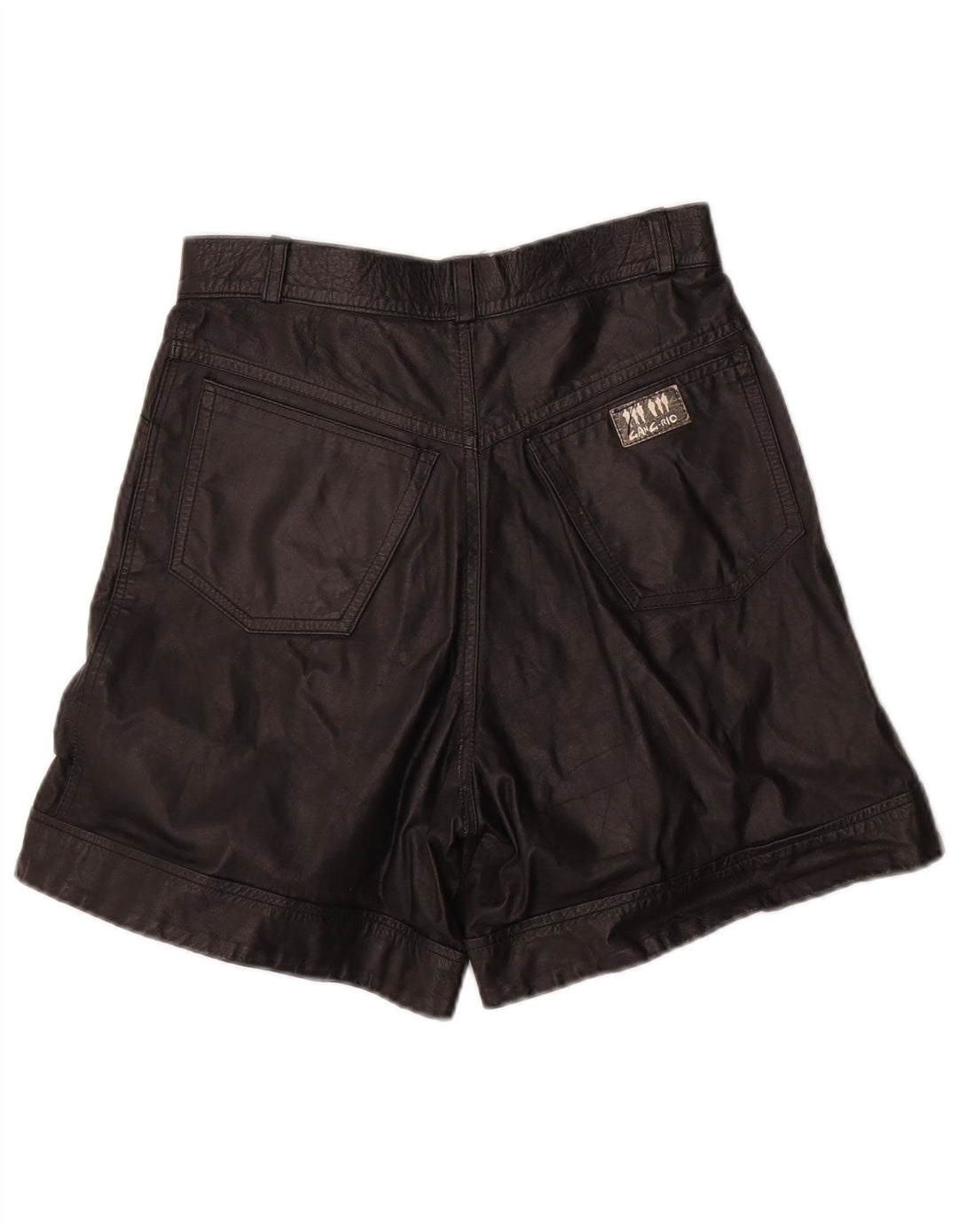 Pantaloncini in pelle a vita alta da donna VINTAGE W26 piccoli in pelle nera