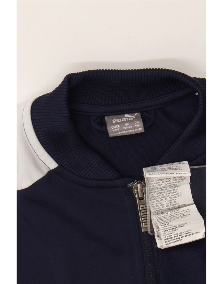 Giacca da tuta da ragazzo Puma 13-14 anni in poliestere color block blu navy