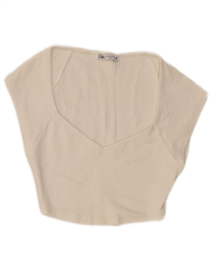 Top corto in camicetta corta da donna Zara UK 12 bianco medio