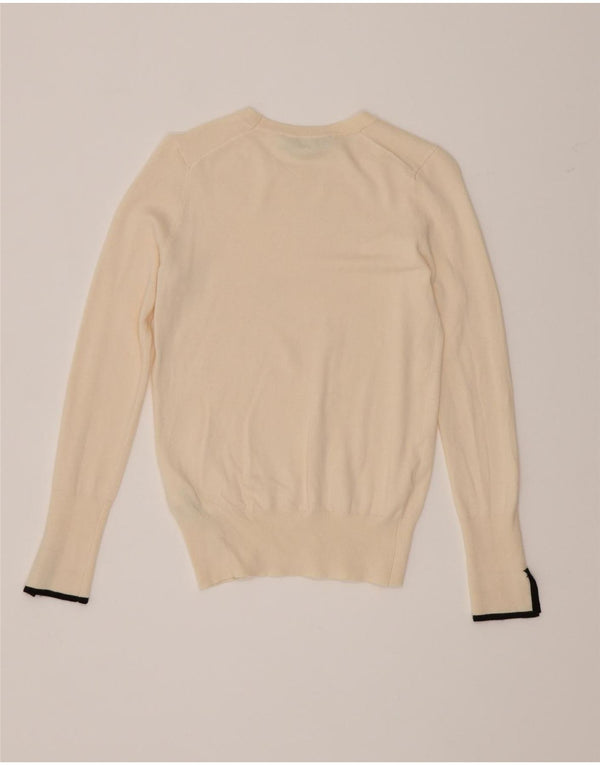 Maglione maglione girocollo da donna Zara UK 8 piccolo in viscosa bianco sporco