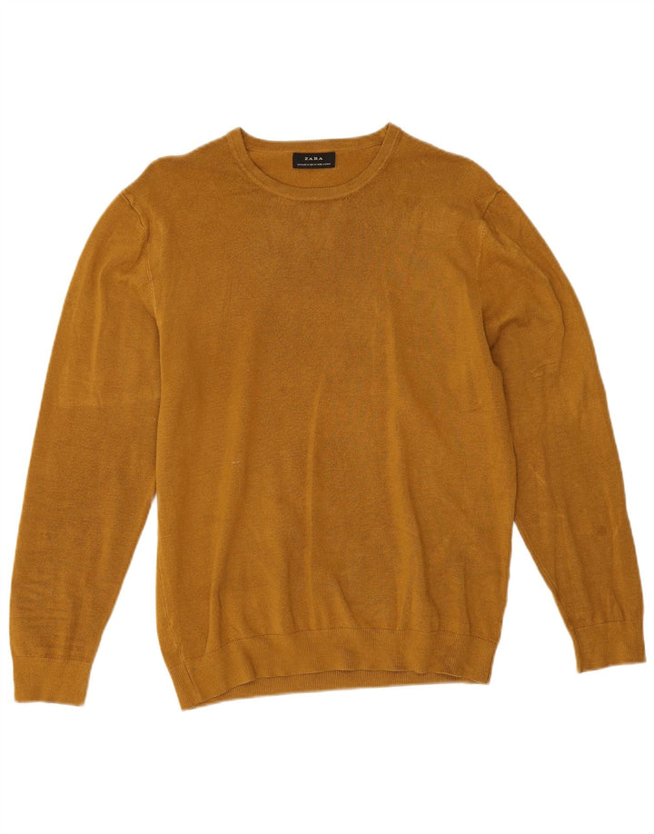 Maglione Zara da uomo girocollo in viscosa giallo medio