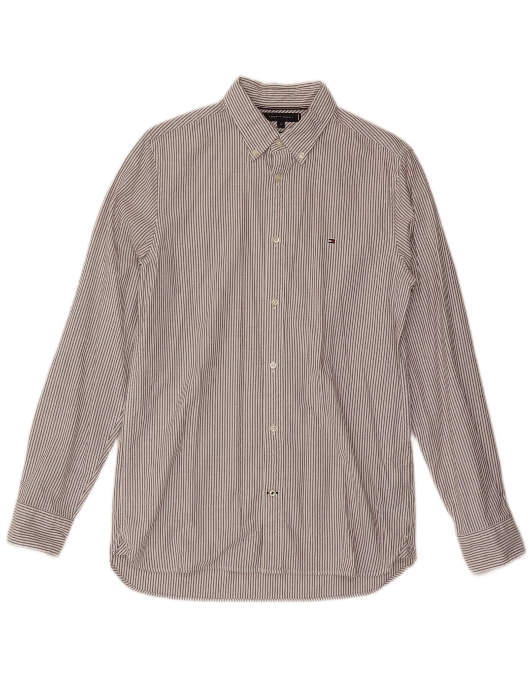 Camicia slim fit da uomo Tommy Hilfiger in cotone gessato grigio medio