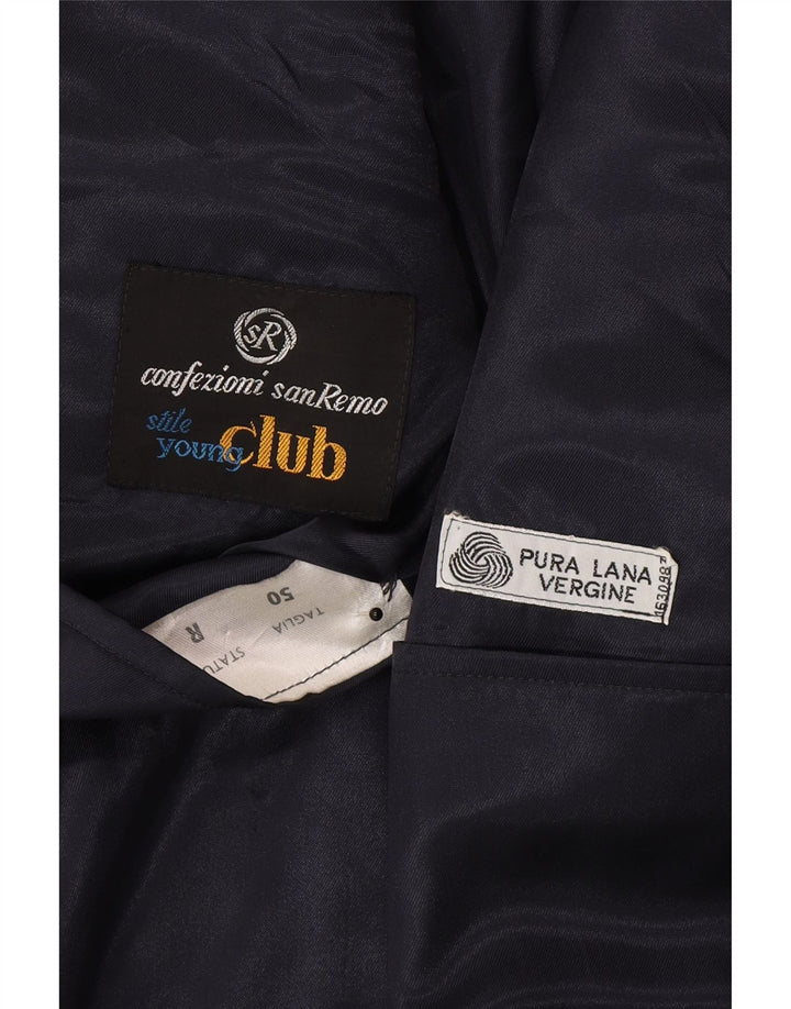 Giacca blazer vintage da uomo Club IT 50 grande a righe blu navy