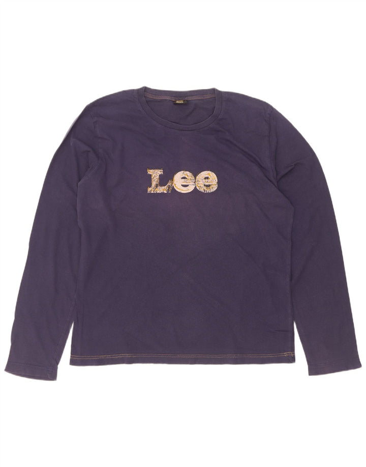 Lee Top grafico da uomo a maniche lunghe grande in cotone blu navy