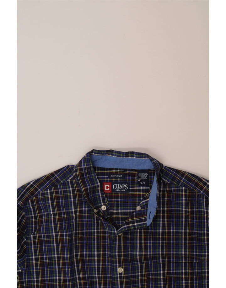 CHAPS Mens Shirt Large Navy Blue Check Cotton Vintage Chaps and Second-Hand Chaps from Messina Hembry 