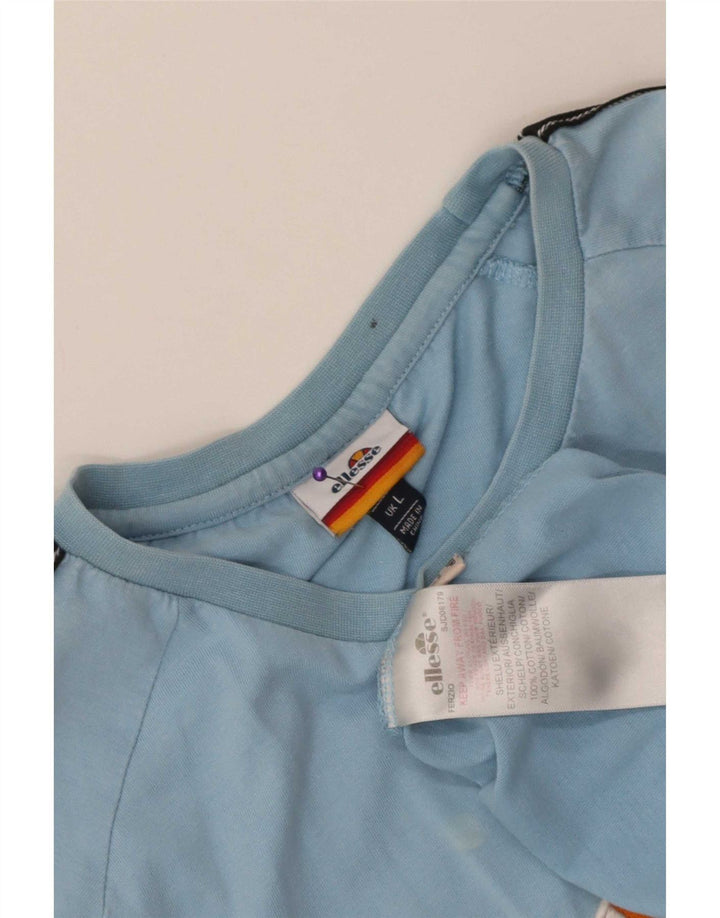 T-shirt grafica da uomo Ellesse Top grande in cotone color block blu