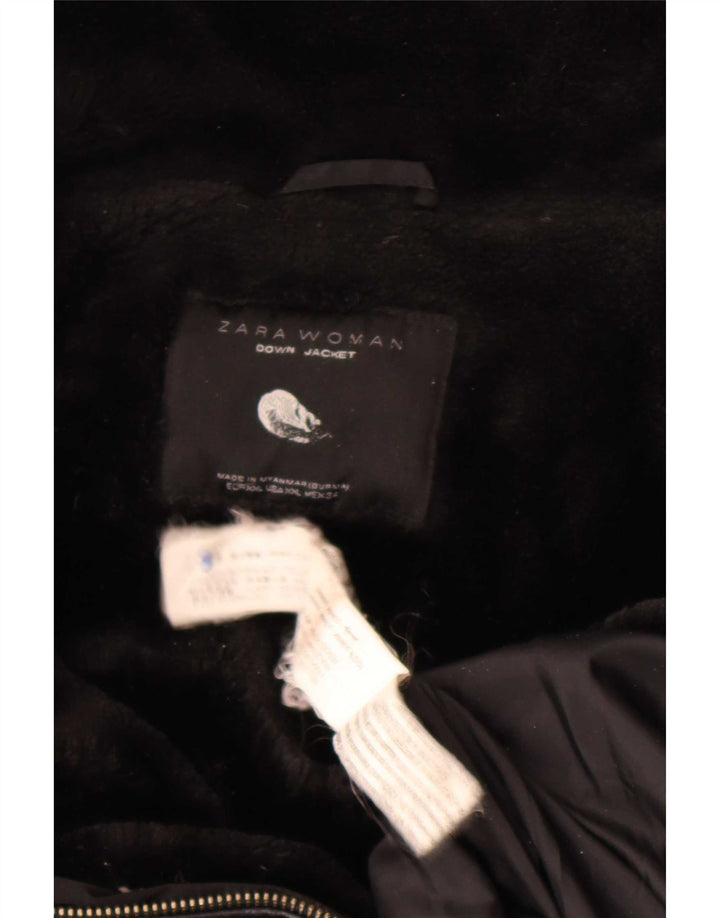 Zara Giacca imbottita da donna UK 20 2XL Nero Poliestere