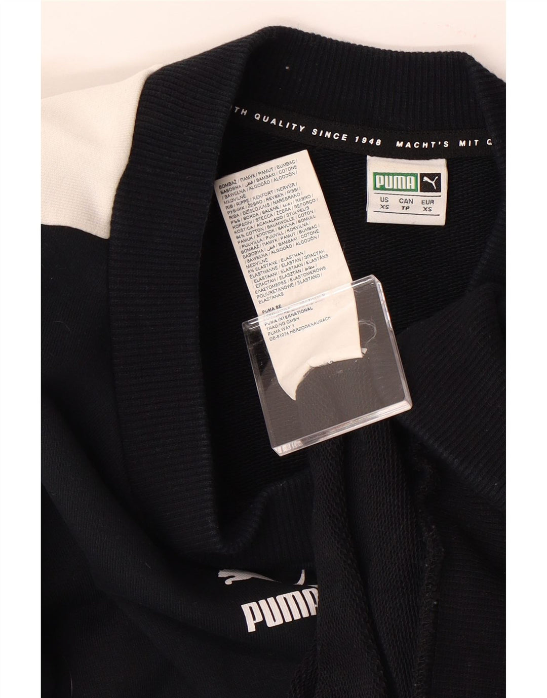 PUMA Mens Sweatshirt Jumper XS Black Colourblock Cotton