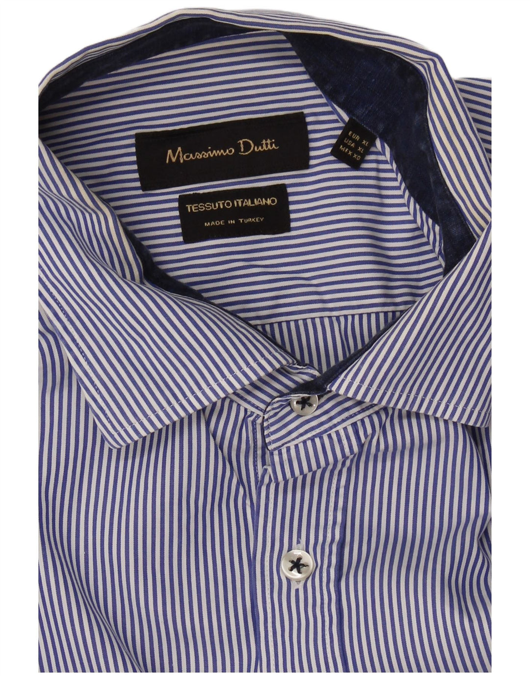 MASSIMO DUTTI Camicia Uomo XL Blu Gessato