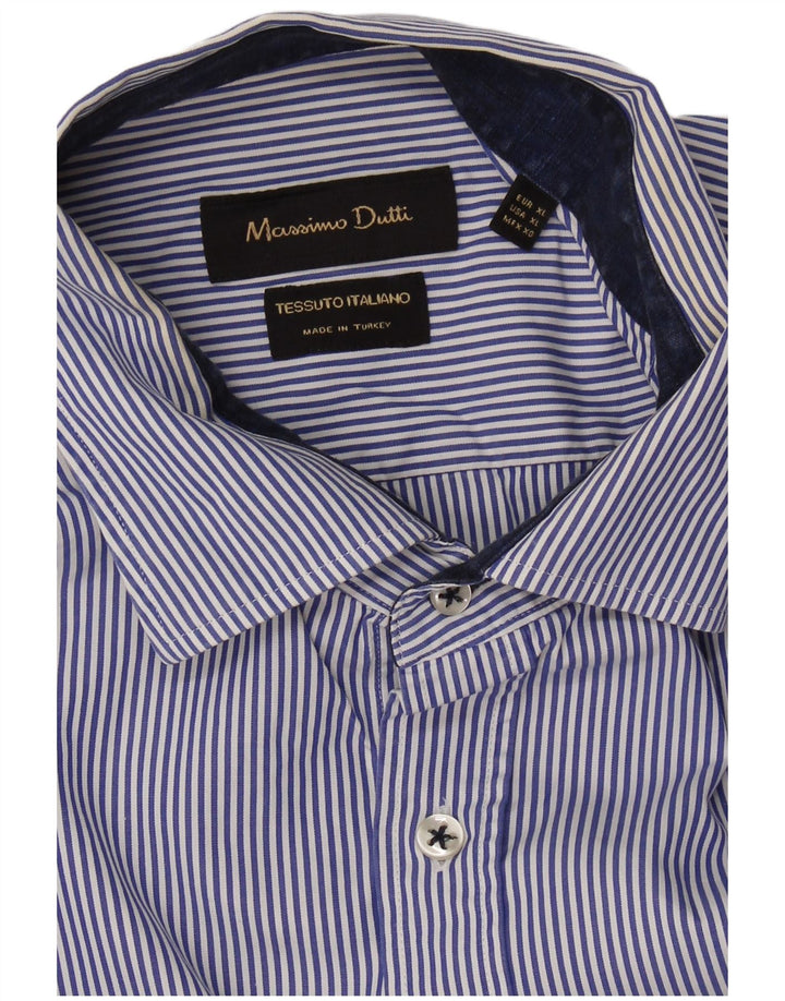 MASSIMO DUTTI Camicia Uomo XL Blu Gessato