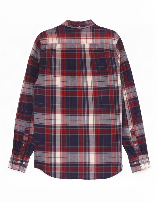 Camicia da uomo in flanella French Connection, cotone scozzese medio blu navy