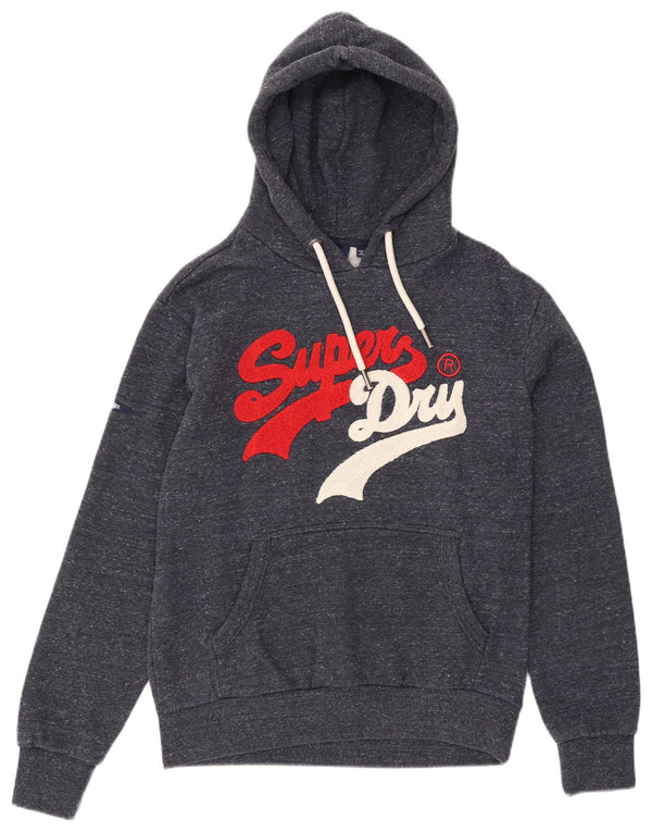 Felpa con cappuccio grafica da uomo Superdry, grande, in cotone screziato blu navy