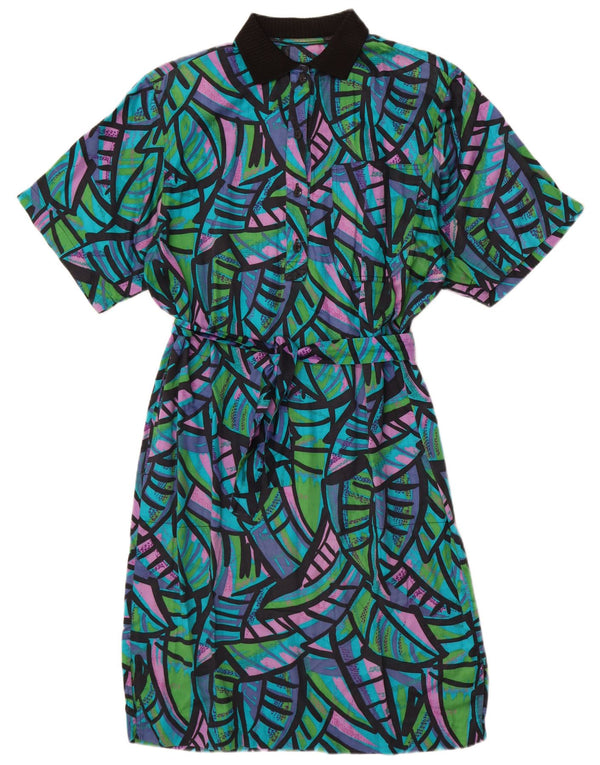 Abito a trapezio vintage da donna UK 14 grande blocco di colori multicolore