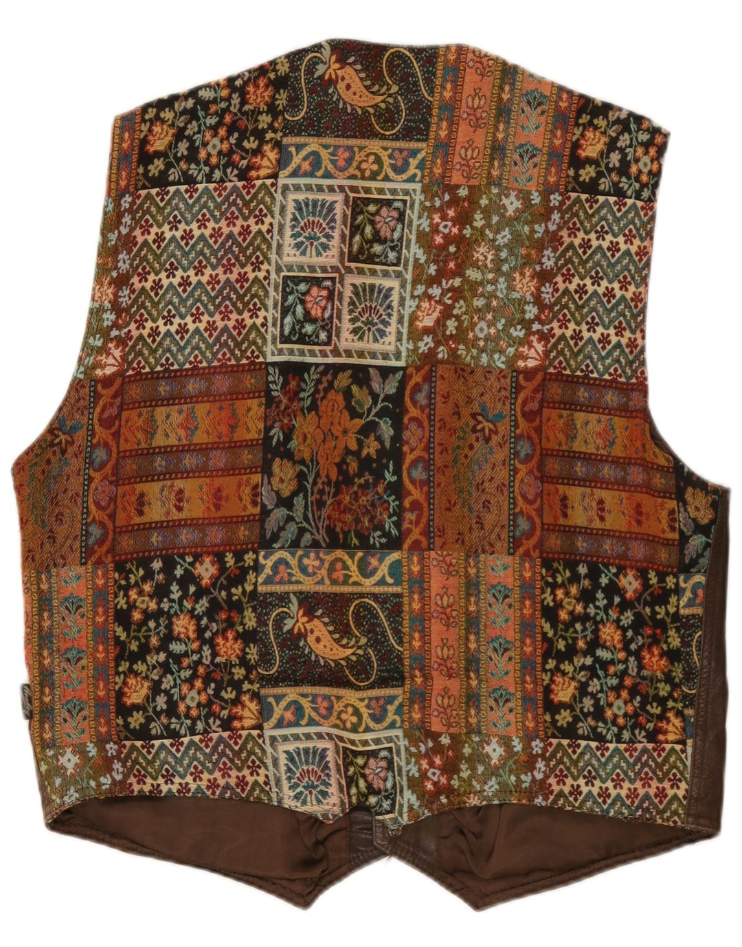 Gilet vintage da uomo grande marrone geometrico