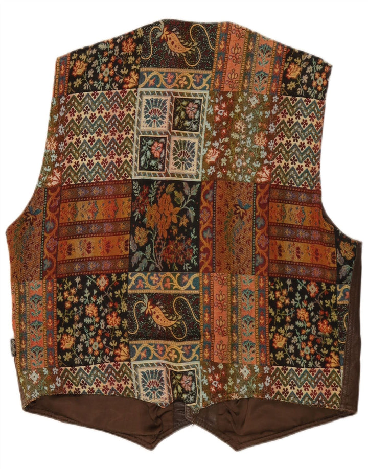 Gilet vintage da uomo grande marrone geometrico