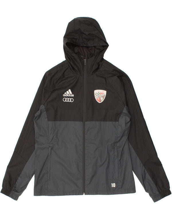 ADIDAS Giacca antipioggia da uomo con cappuccio grafico UK 38 Medium Black Colourblock