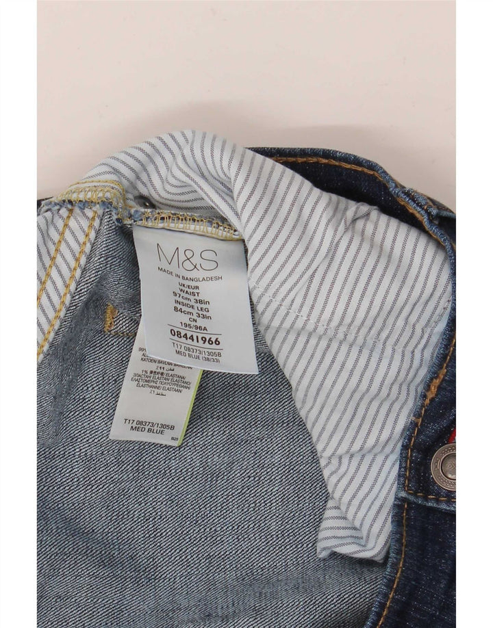 Jeans dritti vestibilità regolare da uomo Marks & Spencer W38 L33 cotone blu