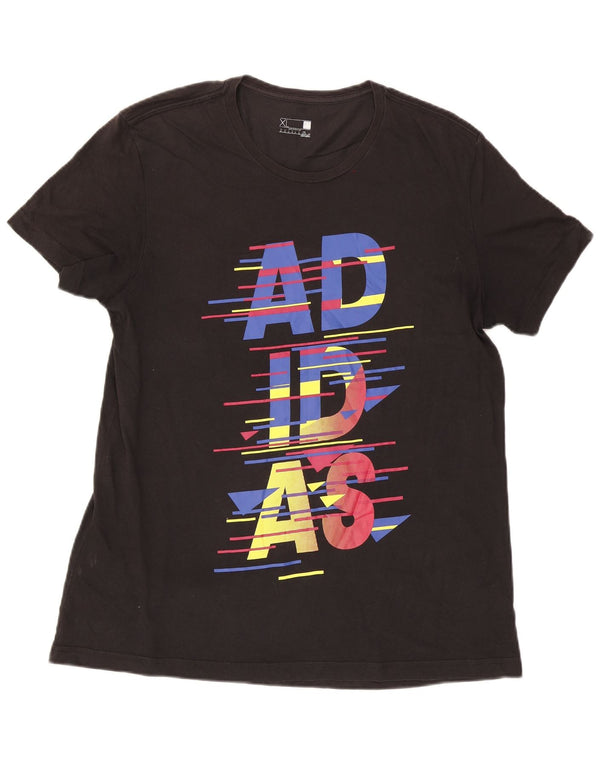 T-shirt grafica Adidas Climalite da uomo XL in cotone nero