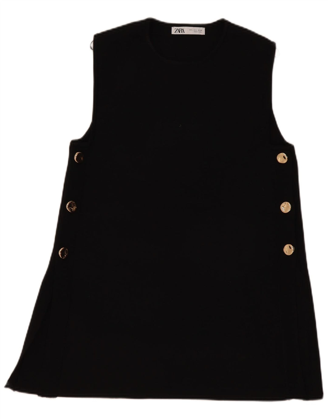 Abito maglione senza maniche da donna Zara UK 14 grande poliestere nero
