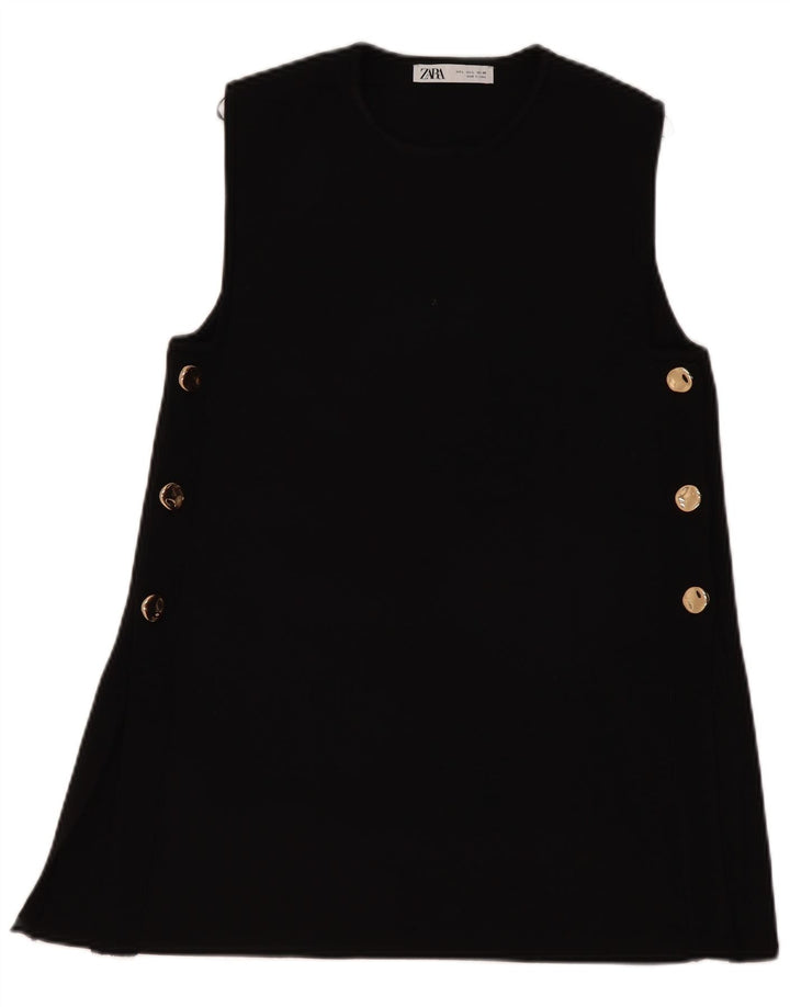 Abito maglione senza maniche da donna Zara UK 14 grande poliestere nero