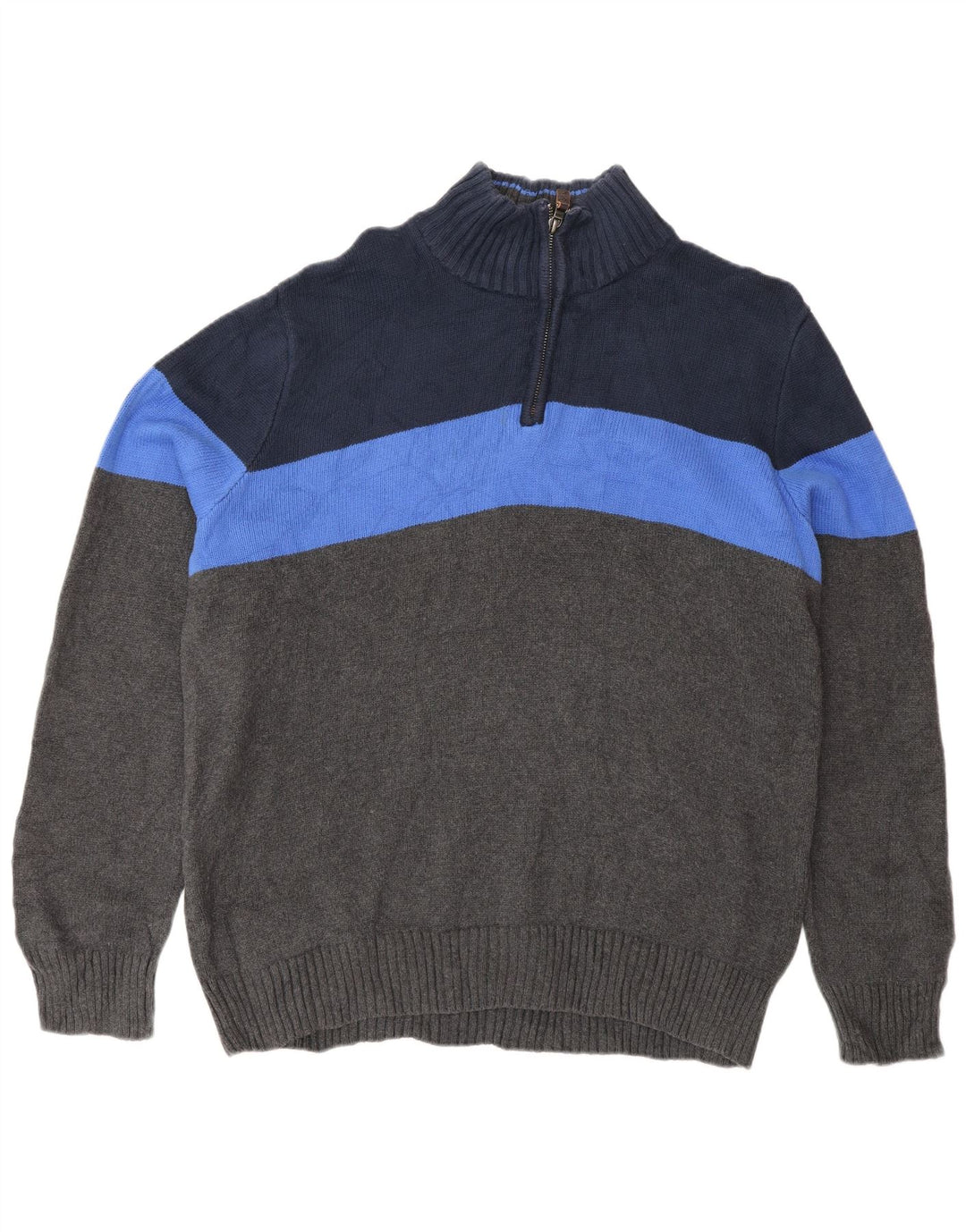 Eddie Bauer Maglione da uomo con zip sul collo, grande cotone grigio a blocchi di colore