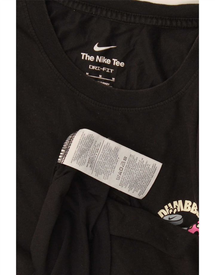 Nike - T-shirt grafica da uomo con manubri e ciambelle, in cotone nero medio