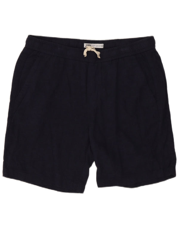 Pantaloncini chino da uomo ZARA XL W34 lino blu navy