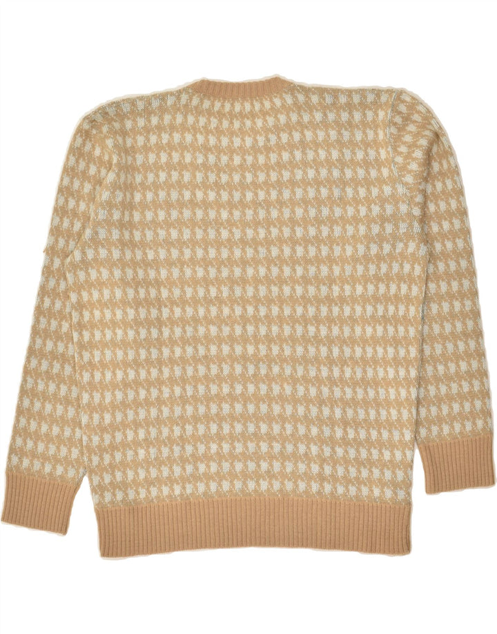 Maglione girocollo da donna con motivo astratto VINTAGE UK 16 Large Beige