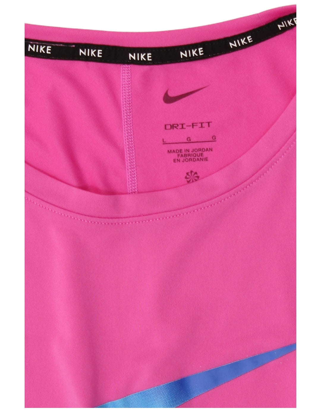 T-shirt grafica Nike Dri Fit da donna, taglia UK 16, grande, rosa, in poliestere