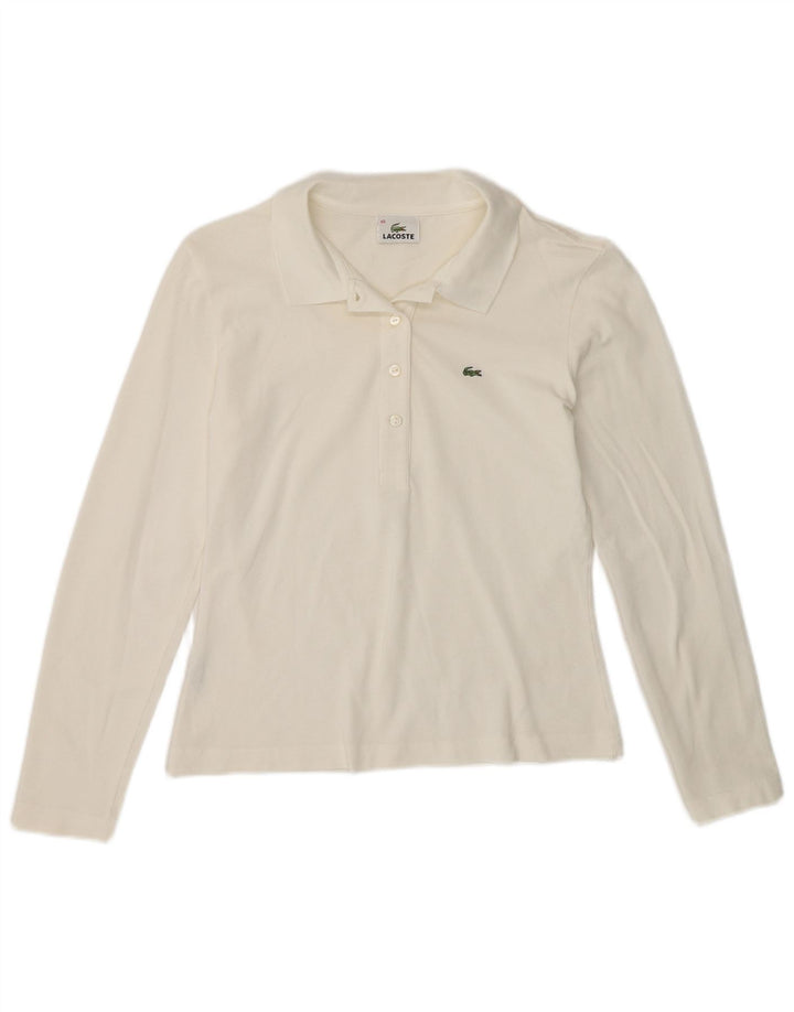 Polo da donna a maniche lunghe Lacoste taglia 40 cotone bianco medio