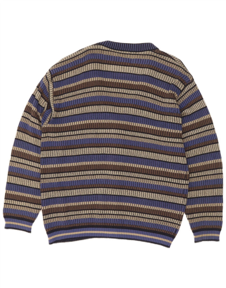 Maglione cardigan da uomo Marc Rene IT 52 cotone a righe grandi blu
