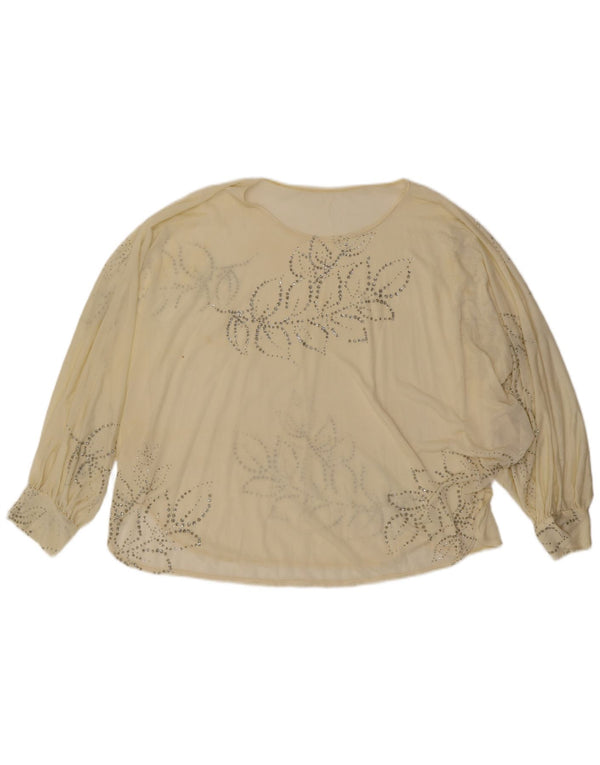 Top trasparente oversize a pipistrello da donna vintage UK 14 giallo medio floreale