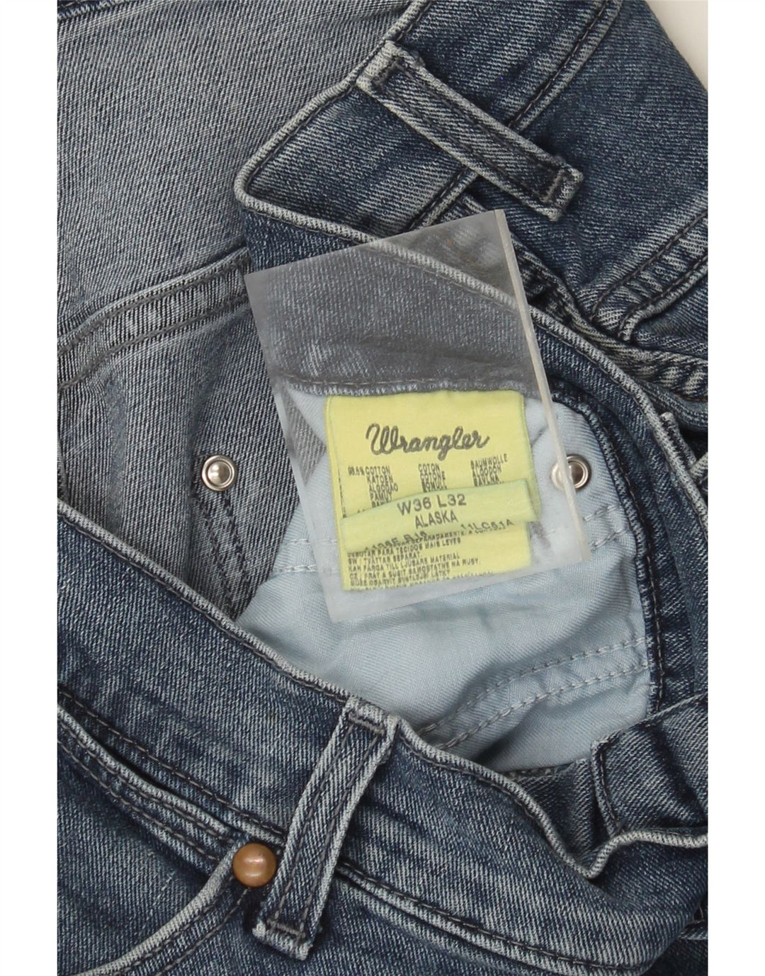 Jeans dritti Alaska da uomo Wrangler W36 L32 cotone blu