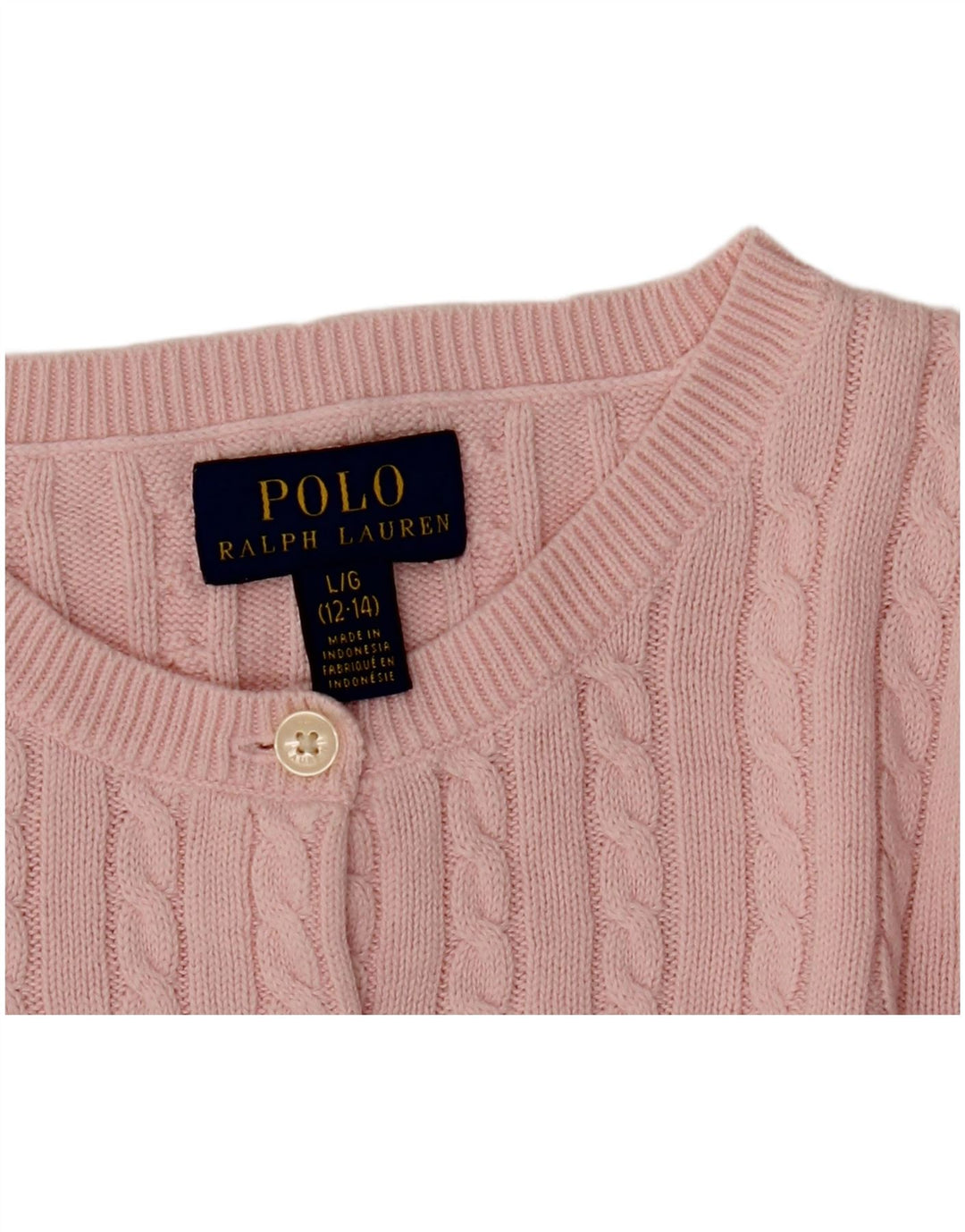 POLO RALPH LAUREN Maglione Cardigan Bambina 12-13 Anni Grande Rosa