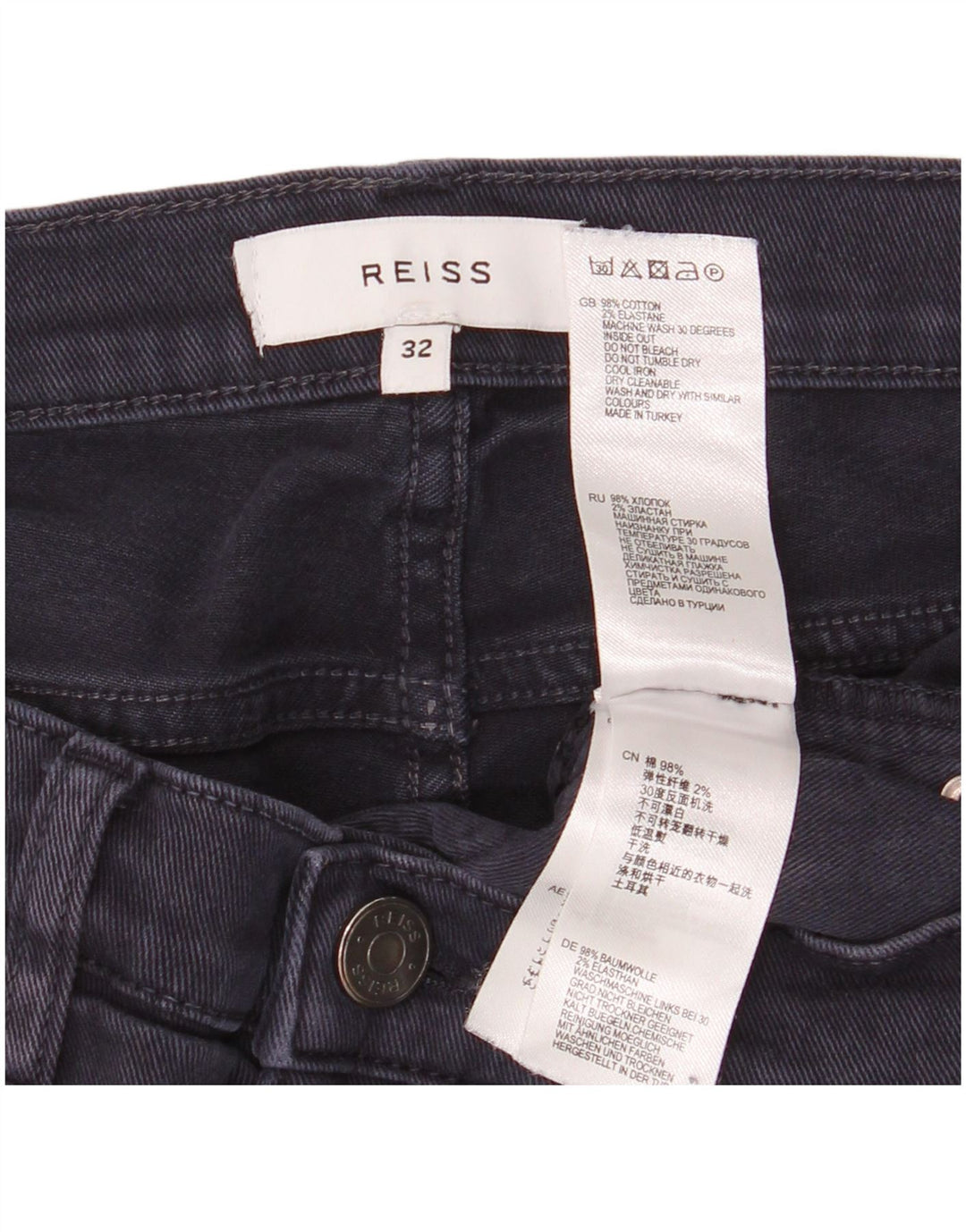 Jeans dritti da uomo Reiss W32 L33 cotone blu navy