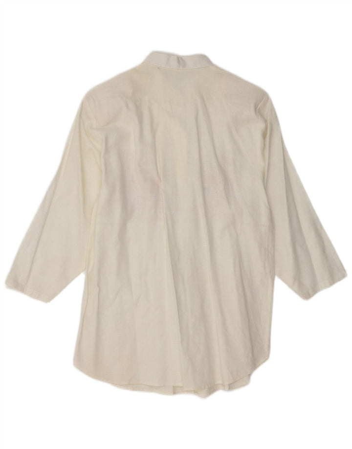 Camicetta da donna con maniche a 3/4 VINTAGE UK 14 Medium White Floral