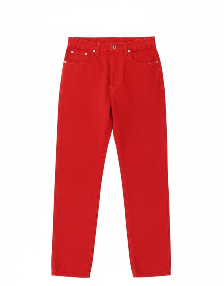Jeans da donna a vita alta uniformi W30 L29 cotone rosso